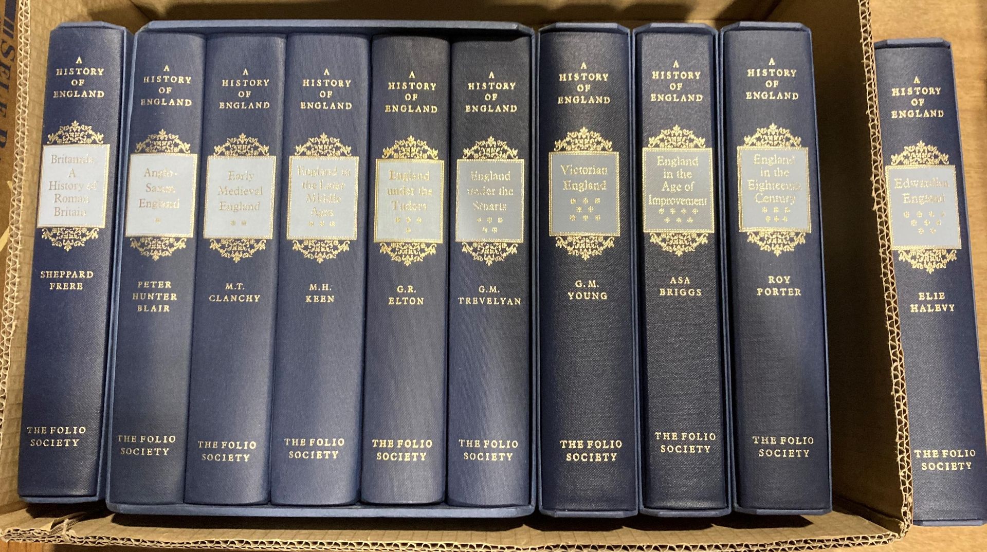 Folio Society - ten volumes 'A History of England' - five individual volumes in cases and a five