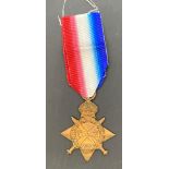 1914-1915 Star with ribbon to 2-10 Pte J H Foster Rif Brig killed in action 9/5/1915 from Barby,