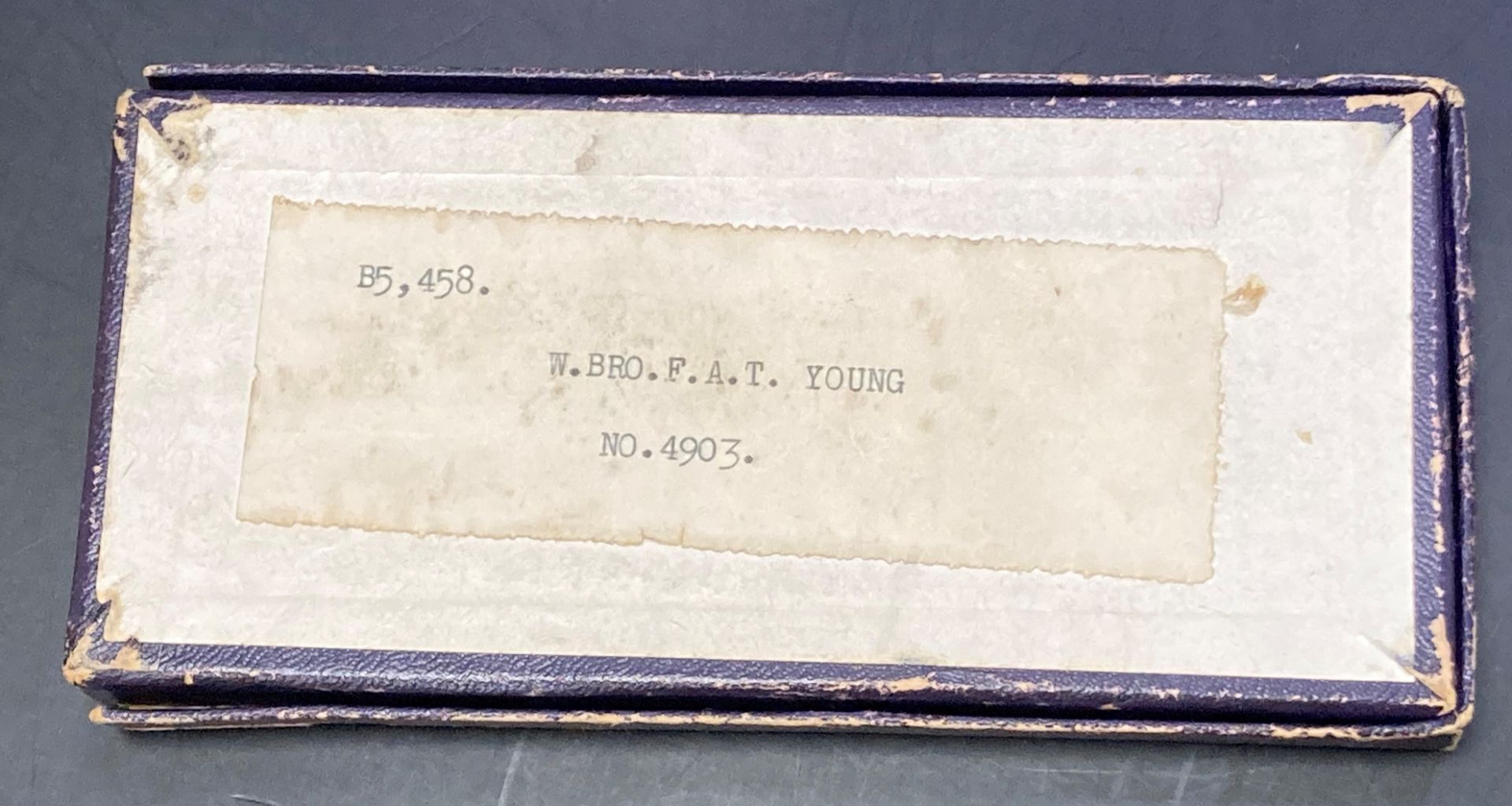 Masonic jewel in named fitted box of issue named to W. Bro. F.A.T. Young, no. - Image 4 of 4
