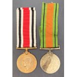1939-1945 Defence Medal with ribbon and Special Constabulary Faithful Service Medal (George VI) to