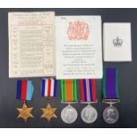 1939-1945 War medal together with ribbon, a 1939-1945 Star with ribbon,