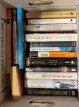 Contents to box - 14 assorted books maritime and warfare related - Captain Peter Hore 'National