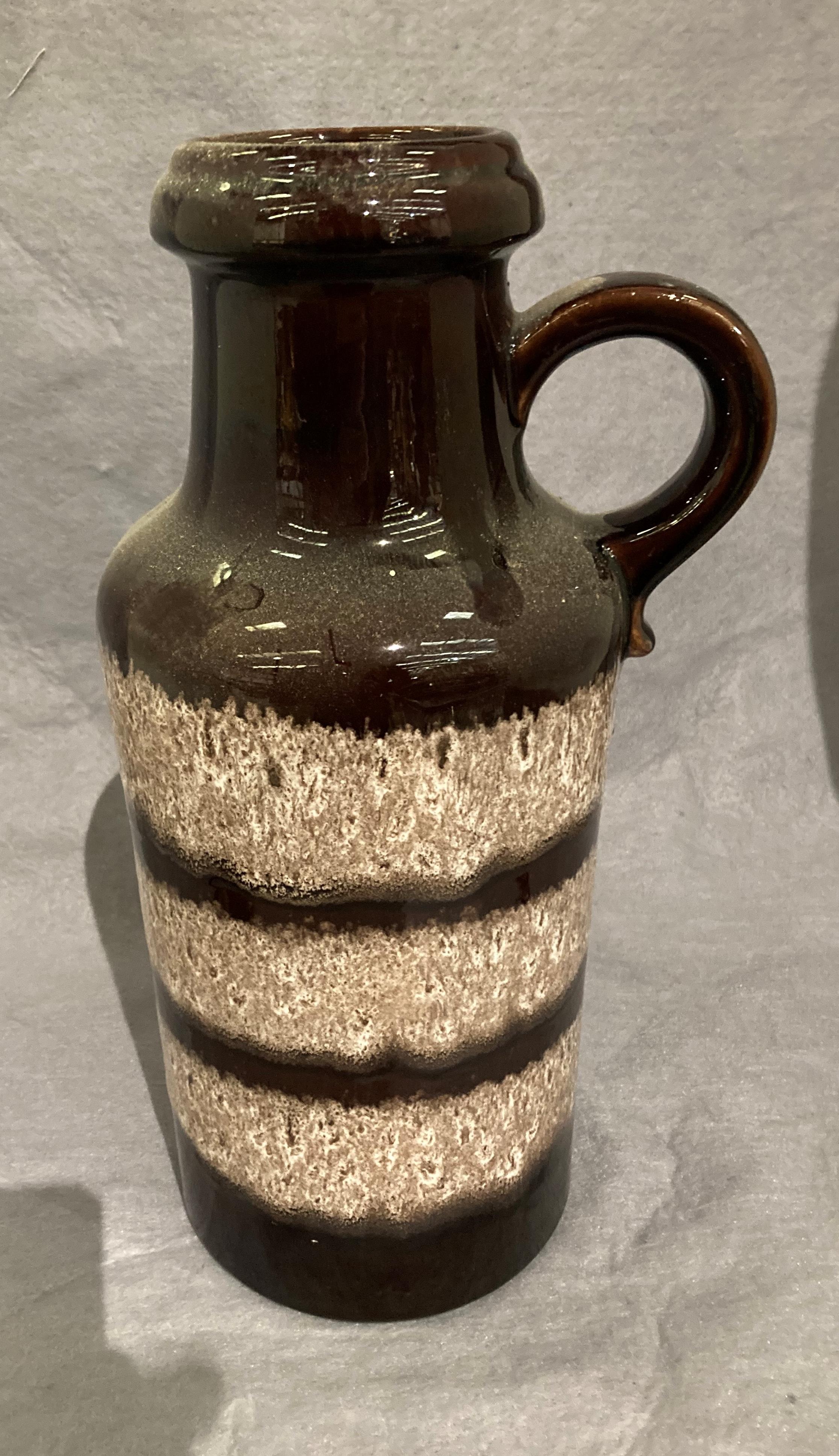 A brown two-tone West German vase with handle 36cm high (saleroom location: S1 ENT) - Image 3 of 4