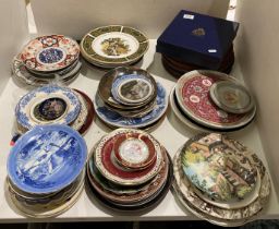 Contents to part of tables - sixty-five assorted ceramic plates including Oriental, English,
