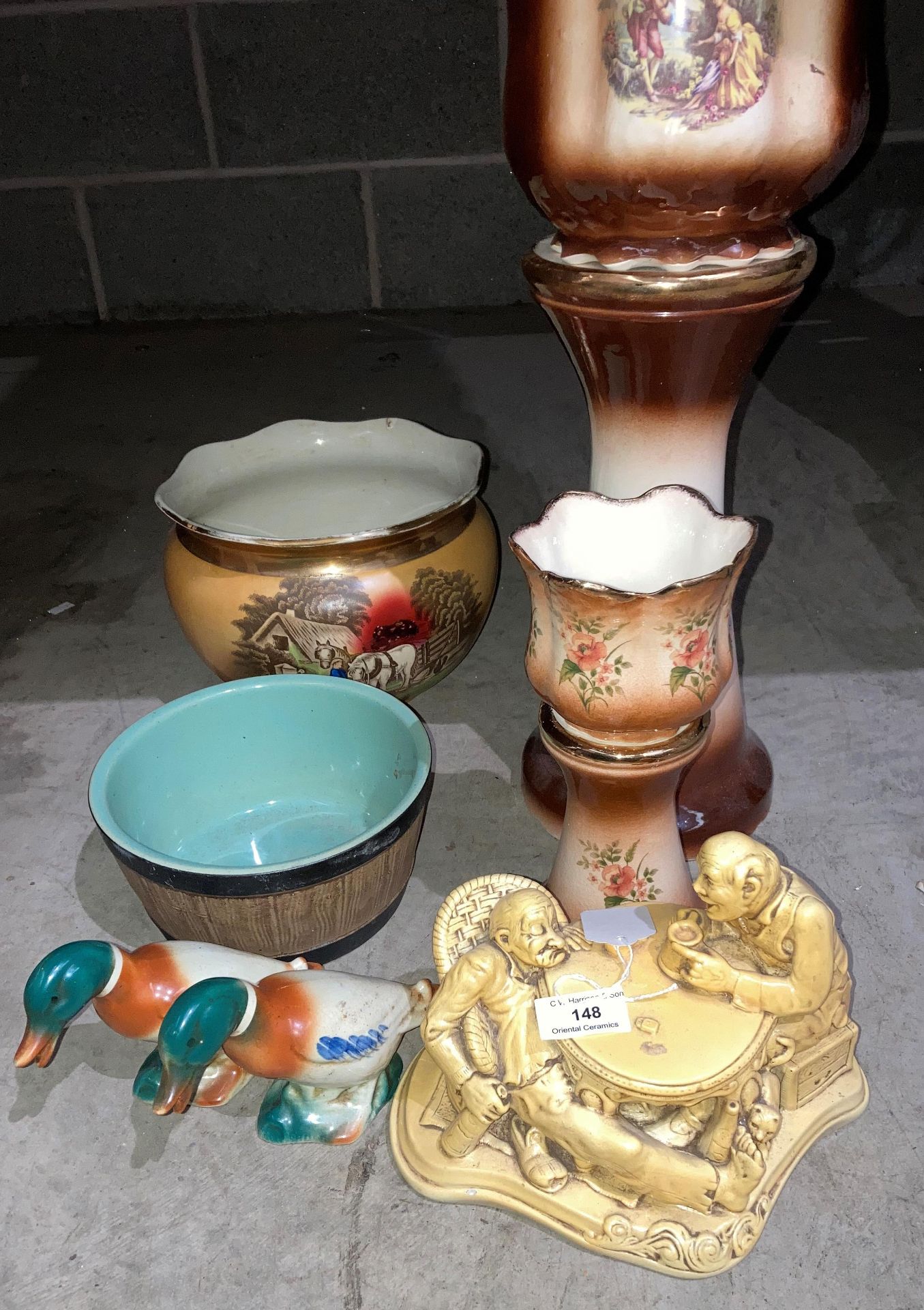 Two vintage ceramic ducks, assorted ceramic plant pots and stands, - Image 2 of 2