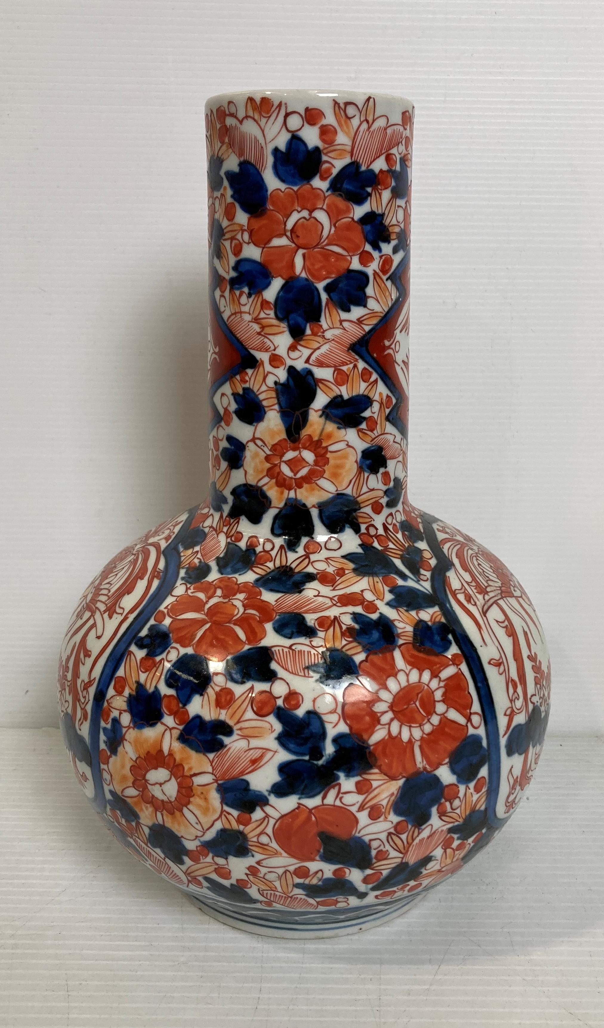 A porcelain hand-painted Oriental Imari pattern bottle vase, - Image 2 of 7