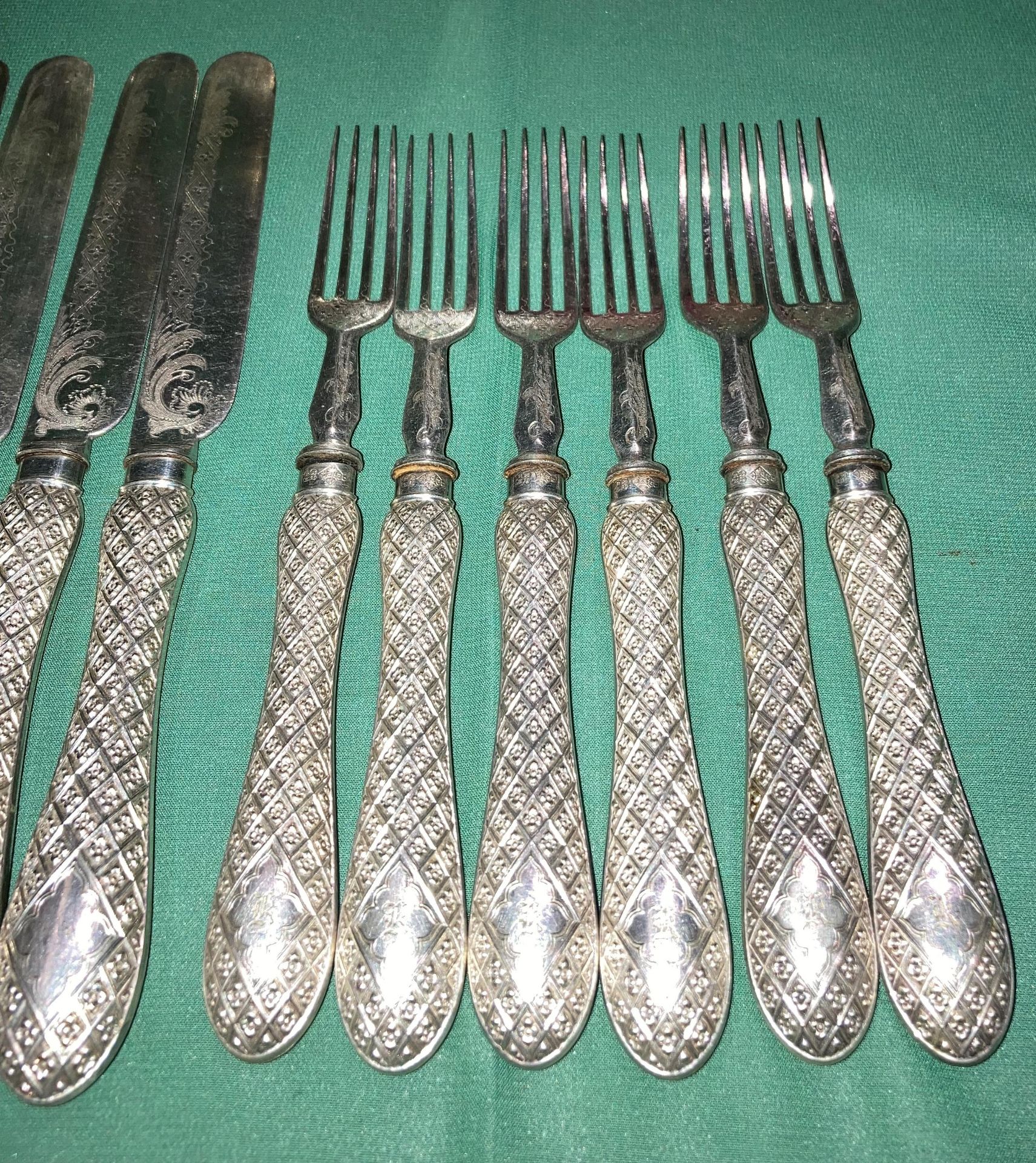 Contents to tray - a set of cutlery including six silver-plated forks and six knives (possibly - Image 4 of 9