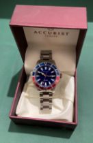 Accurist 200 Meter 7327 Gents watch with blue face and red and blue twist dial in original box