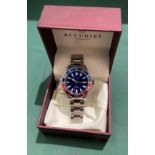 Accurist 200 Meter 7327 Gents watch with blue face and red and blue twist dial in original box