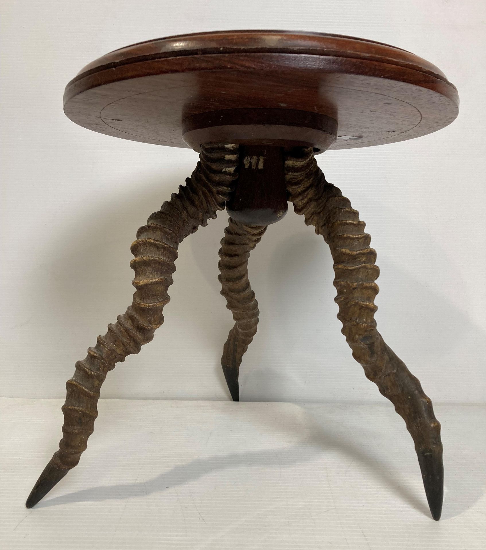 Early 20th Century triple Impala Antler side table with wooden top, - Image 3 of 4