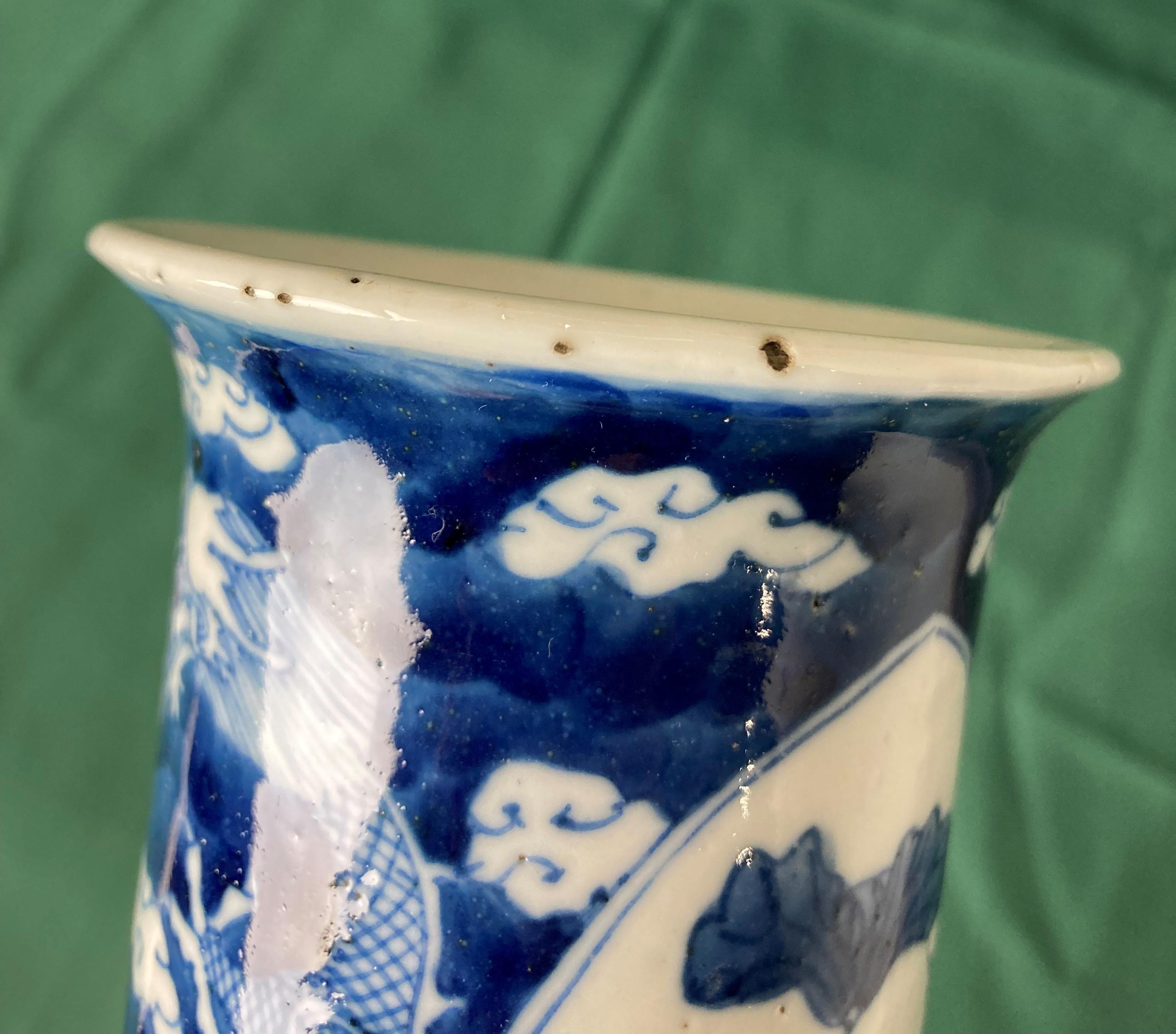 Oriental blue and white vase with dragon, crane and flower design (20. - Image 6 of 6