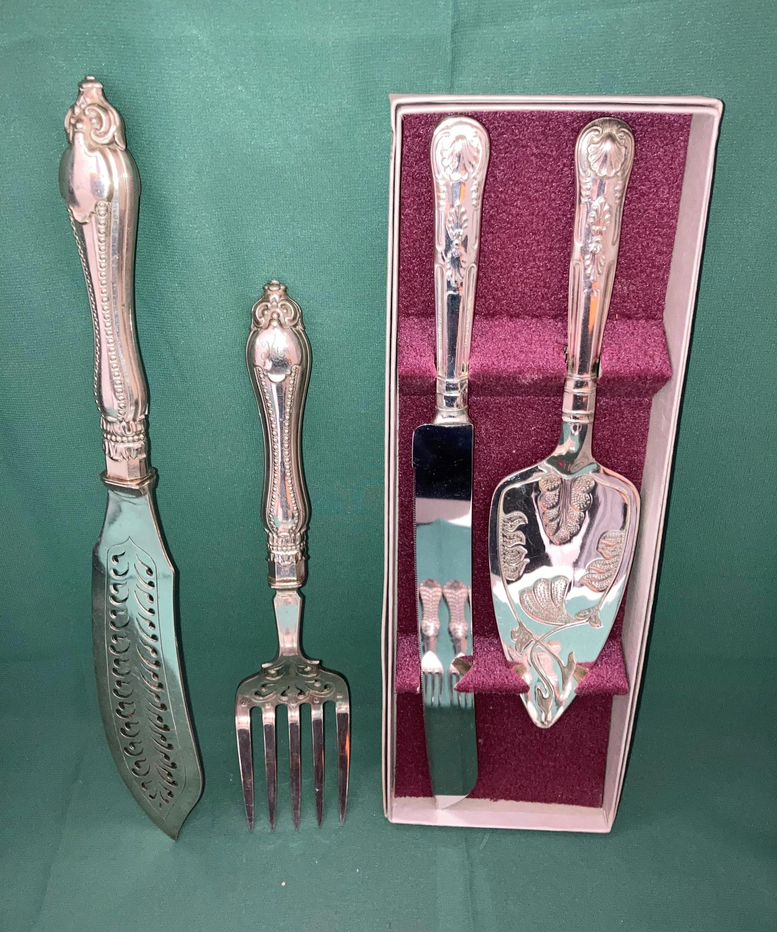 Contents to tray - a set of cutlery including six silver-plated forks and six knives (possibly - Image 2 of 9
