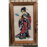 Oriental tapestry of a Geisha girl, 41cm x 22.