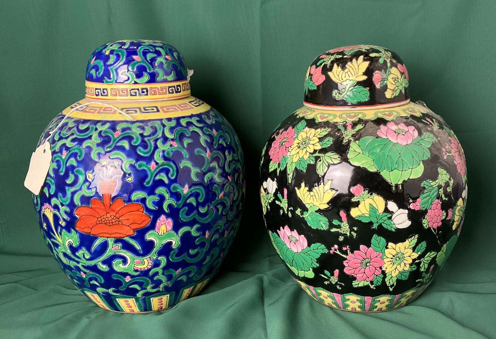 Two Chinese hand-painted ginger jars, - Image 2 of 2