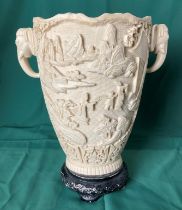 Oriental resin vase with elephant head handles, 30.