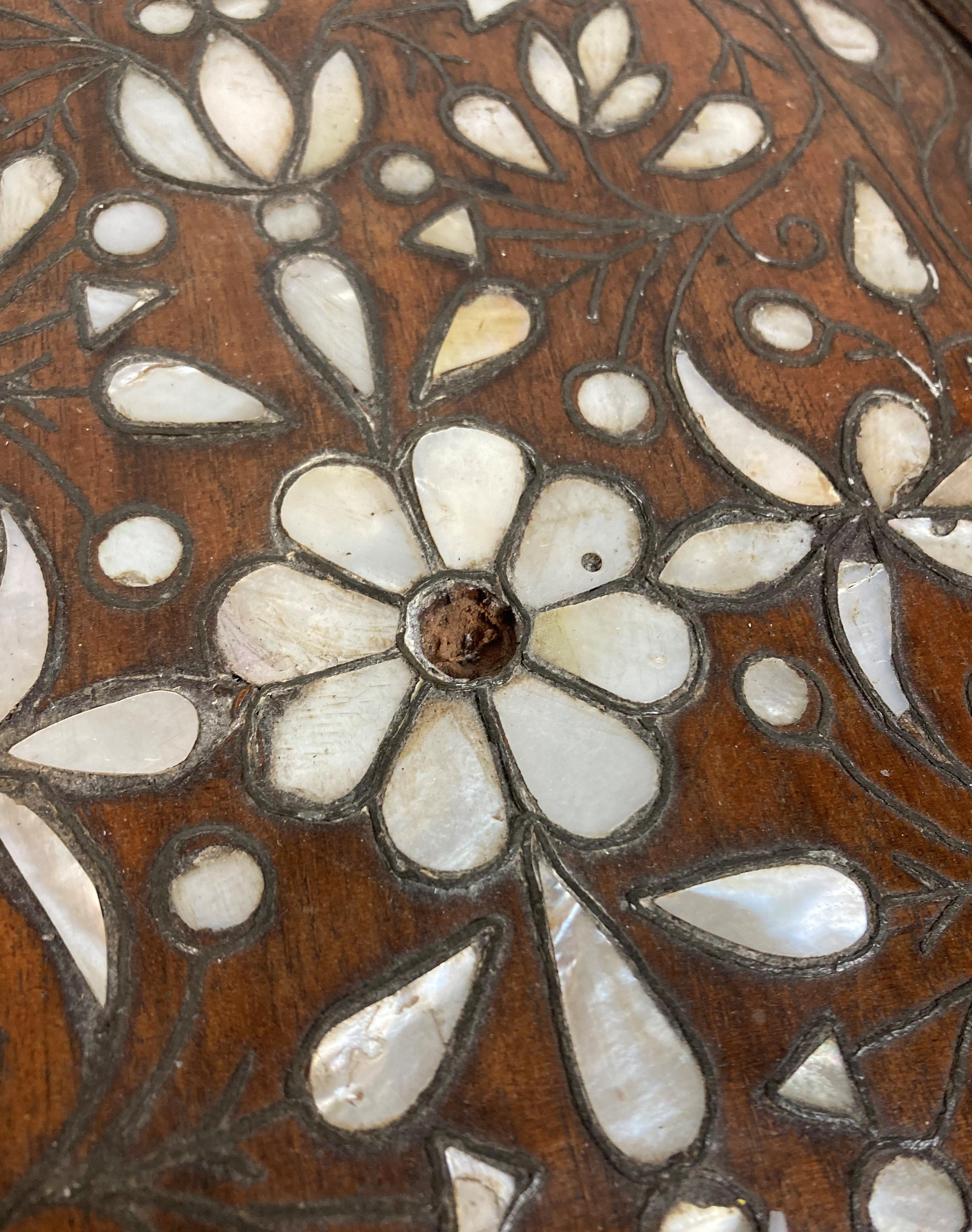 An Eastern wooden tray with mother of pearl inlay, - Image 2 of 6