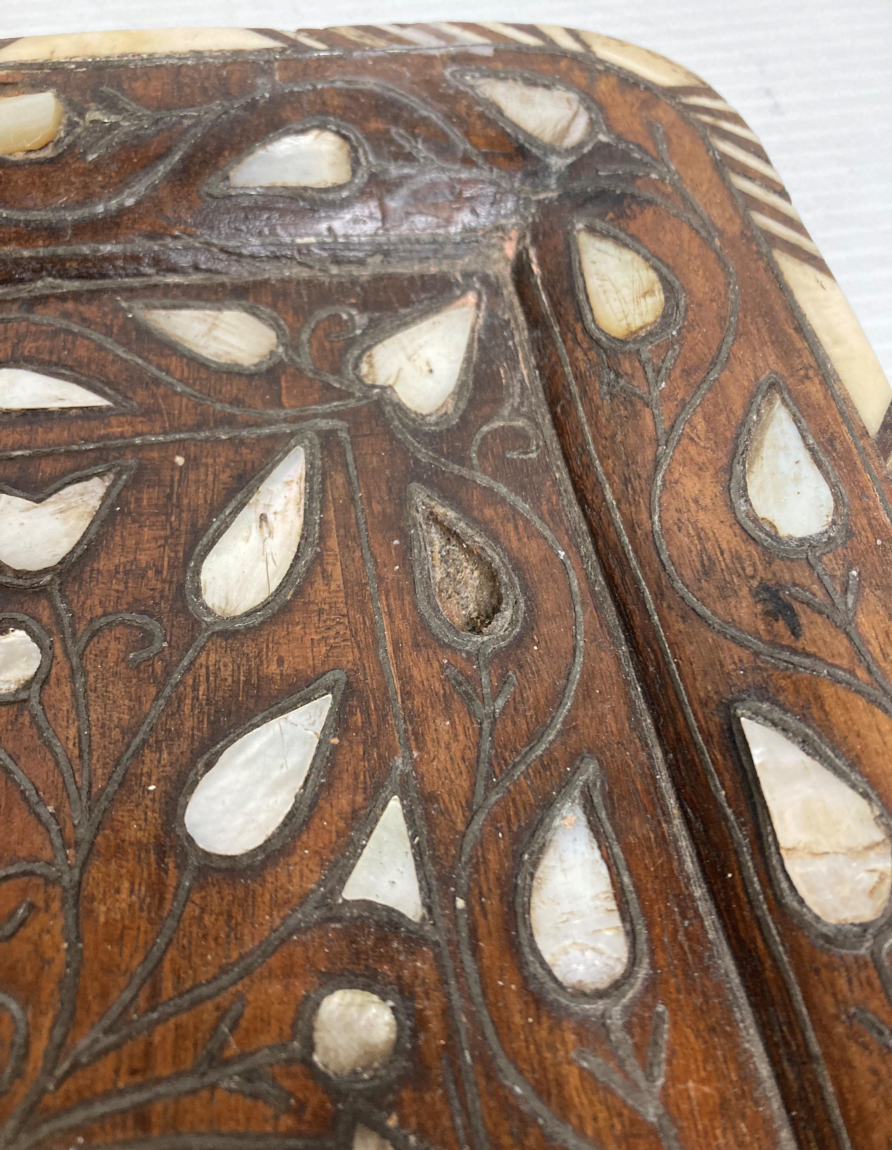 An Eastern wooden tray with mother of pearl inlay, - Image 4 of 6