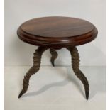 Early 20th Century triple Impala Antler side table with wooden top,