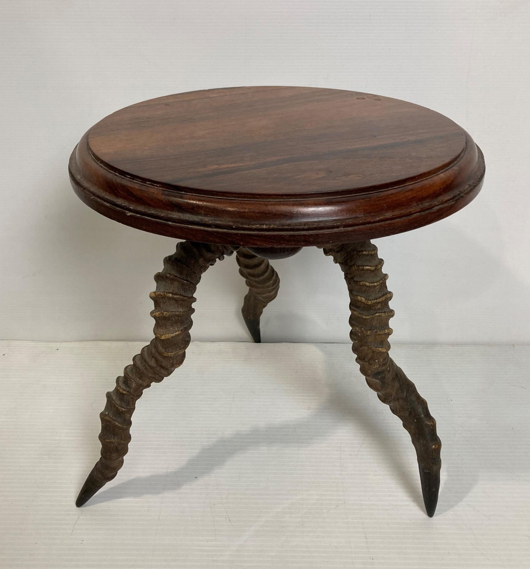 Early 20th Century triple Impala Antler side table with wooden top,