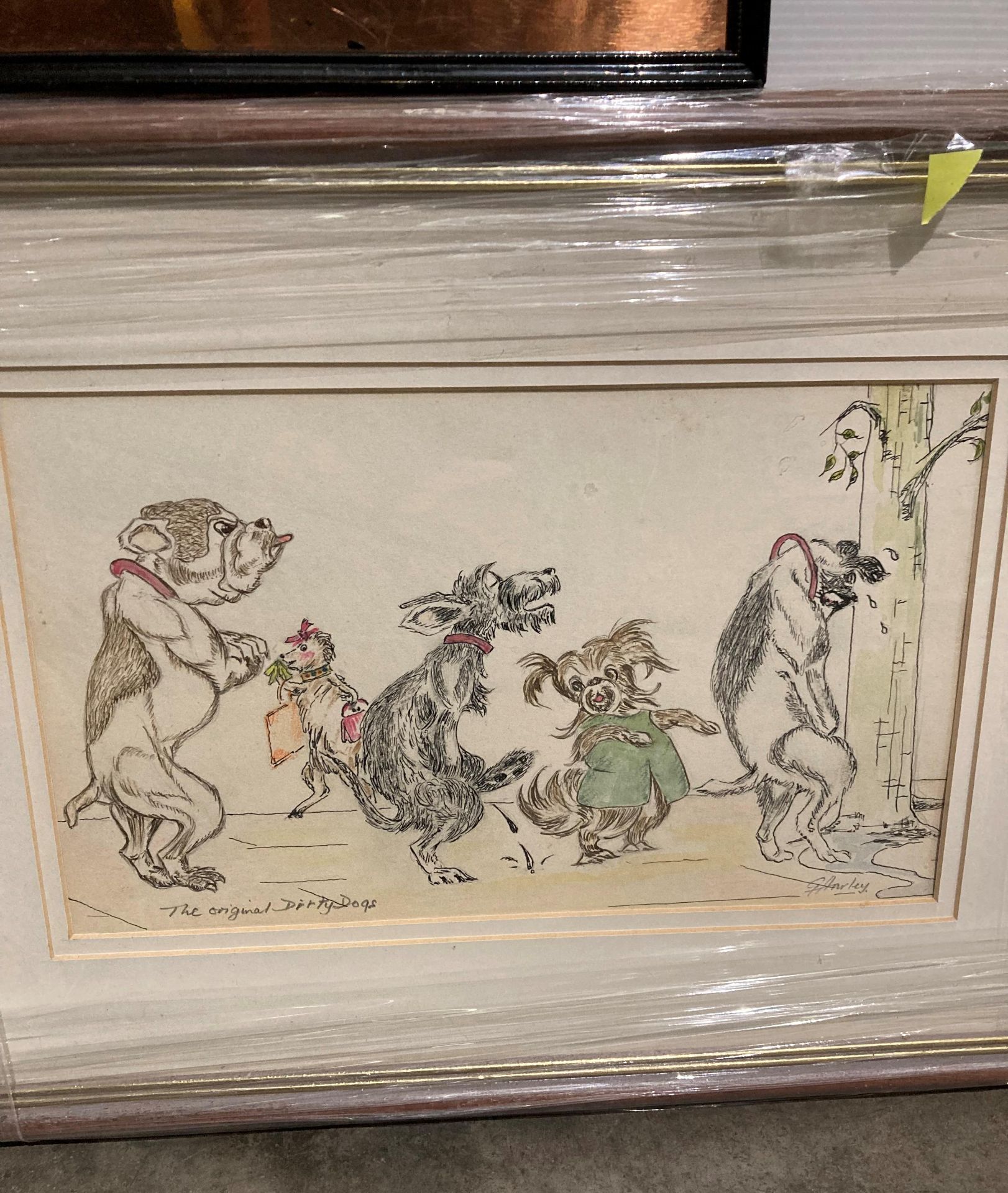 Three assorted framed items including 'The Original Dirty Dogs' signed G Harley (original - 30cm x - Image 3 of 4