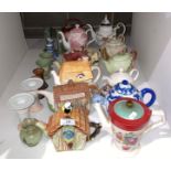 Contents to part of rack - thirteen assorted tea pots including novelty etc by Meakin, Teapottery,