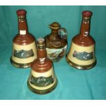 Pair of Bells ceramic wade 26 2/3floz bottles and 13 1/3floz bottles and a Montrose pheasant