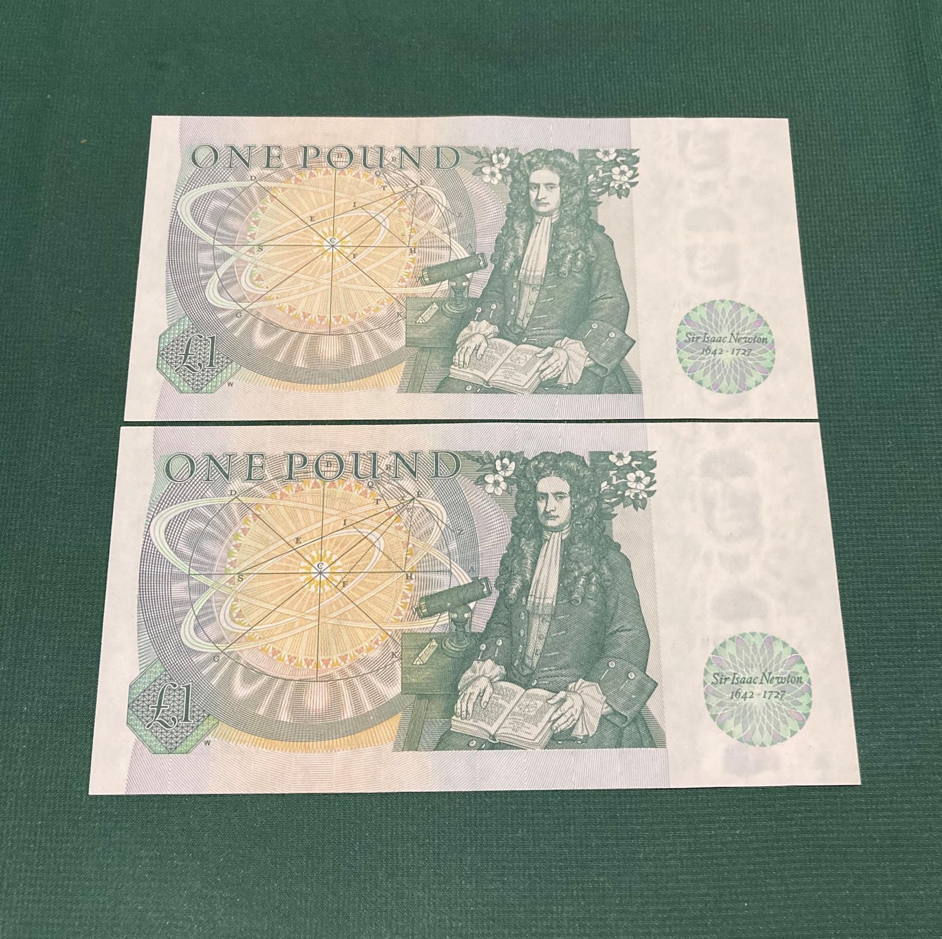 Two mint condition one pound notes, - Image 2 of 2