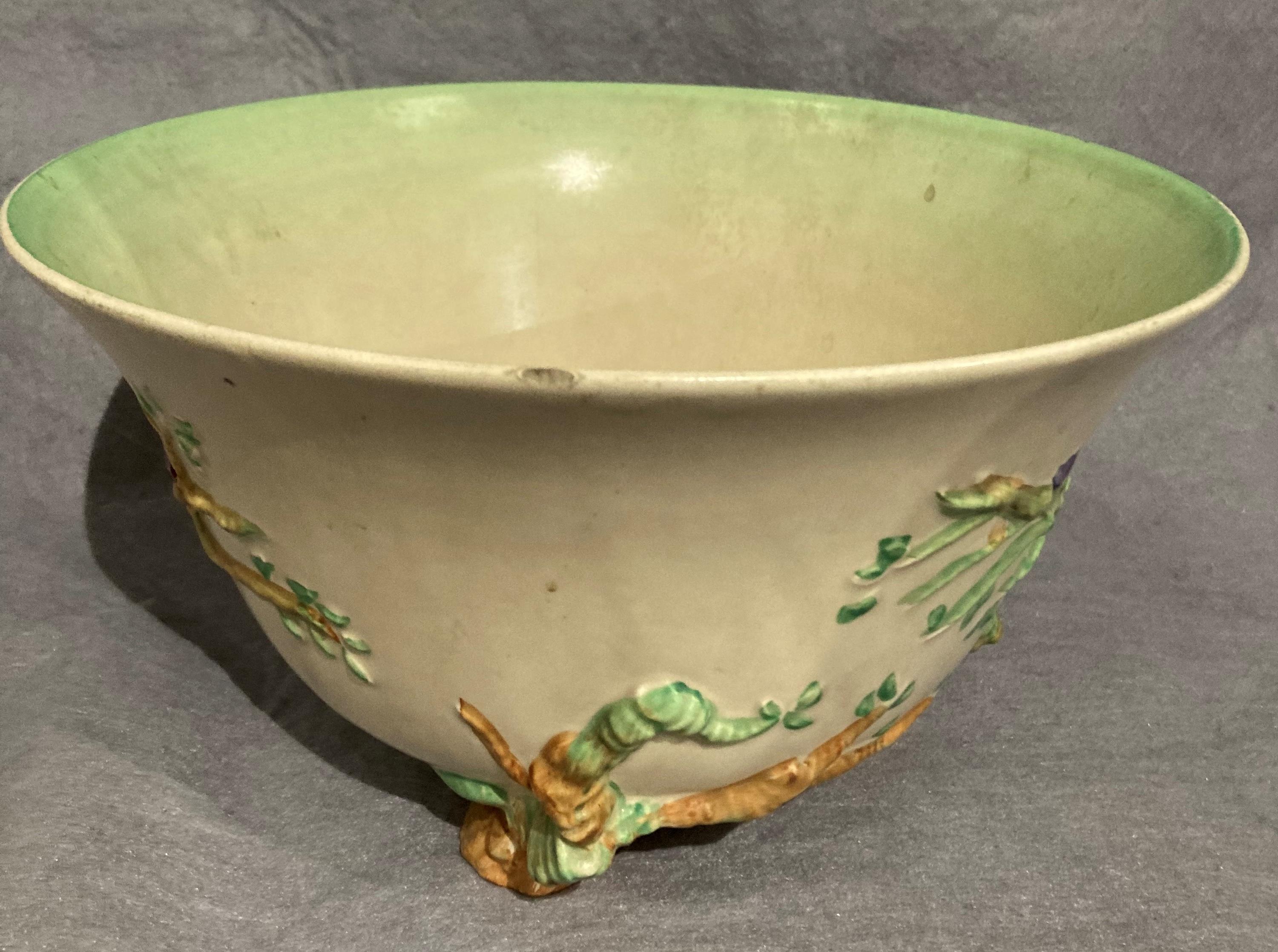 A Clarice Cliff Newport Pottery England beige bowl on three tree trunk foot base with trees in - Image 3 of 7