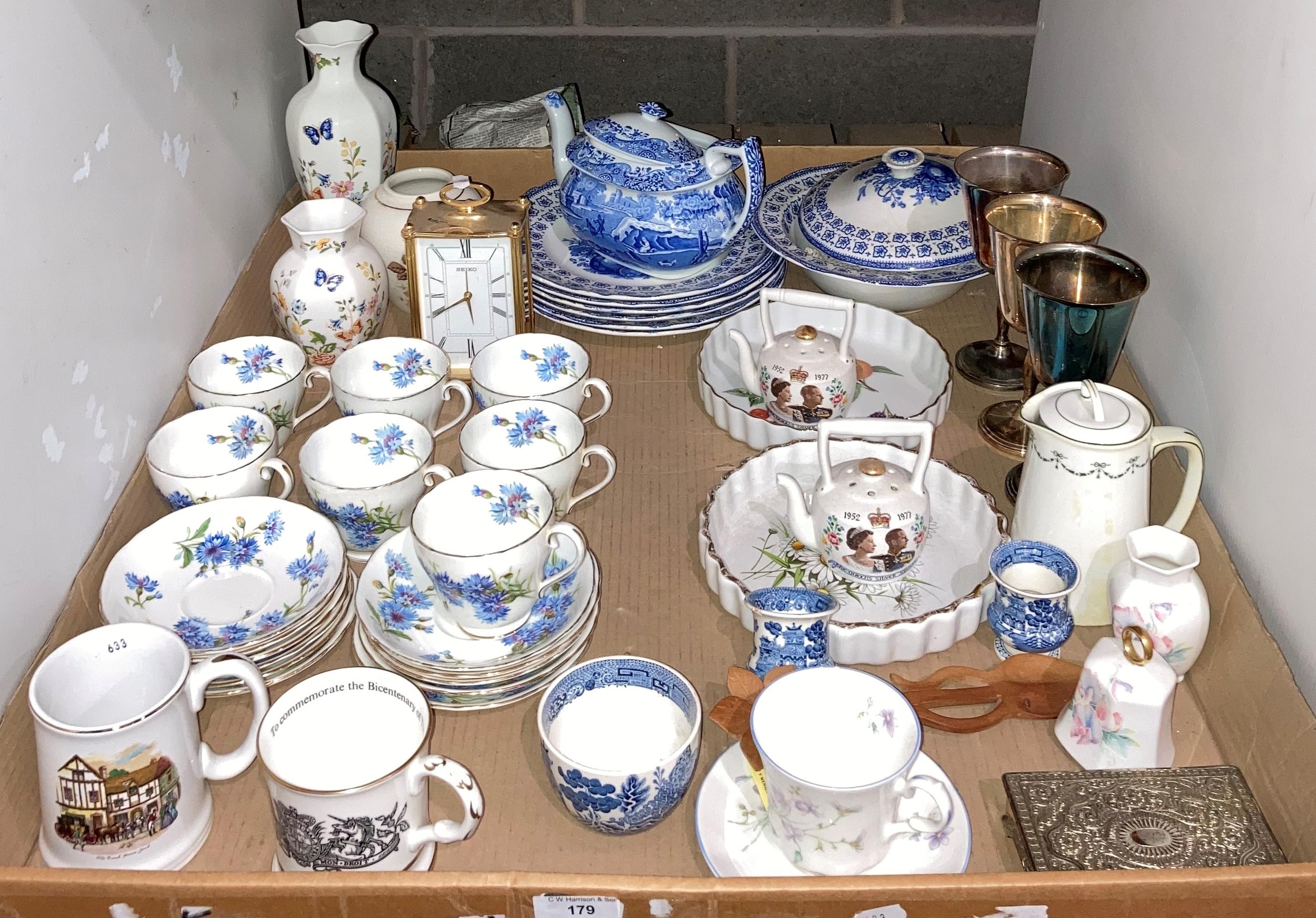 Contents to tray - 18-piece part tea service by Adderley, assorted ceramics by Aynsley, Copeland,