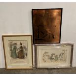 Three assorted framed items including 'The Original Dirty Dogs' signed G Harley (original - 30cm x