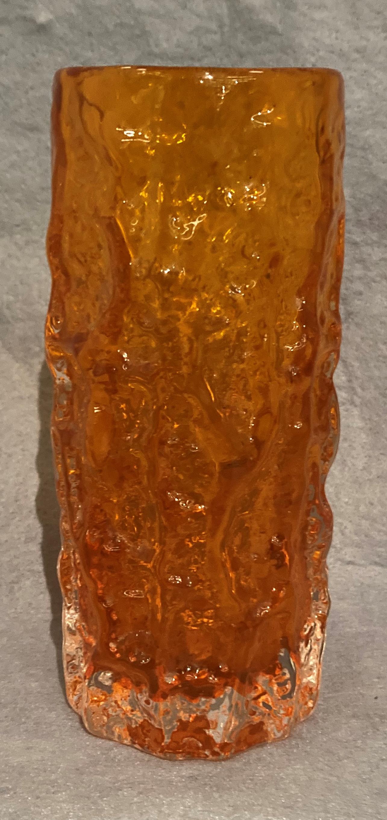 A Whitefriars tangerine bark vase,