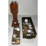 Mahogany hand-made pocket watch holder/display in shape of Grandfather clock (33cm high) and a