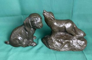Two bronze figurines including a Carl Hoselton signed bronze Lone Wolf (damage to mouth) and a