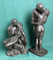 Two resin Roland Chadwick figurines including 'Adam & Eve' (33cm high) and 'Lovers' (23.