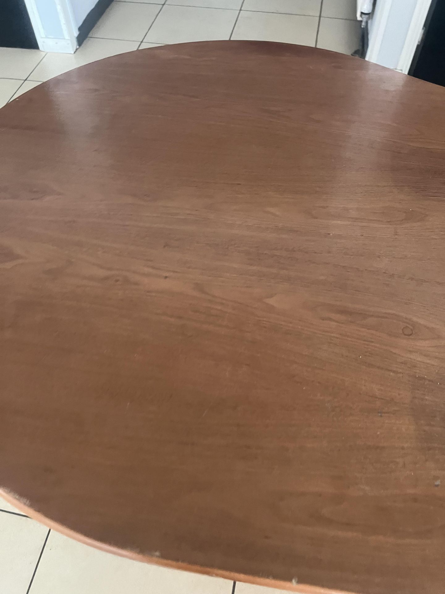 Shaped office desk in dark wood effect finish - Image 3 of 5