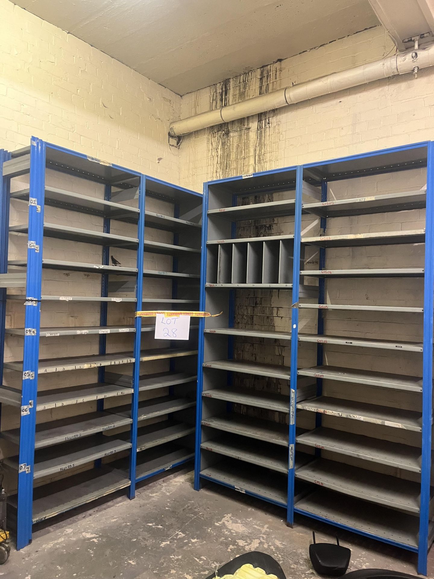 Two large sections of metal racking