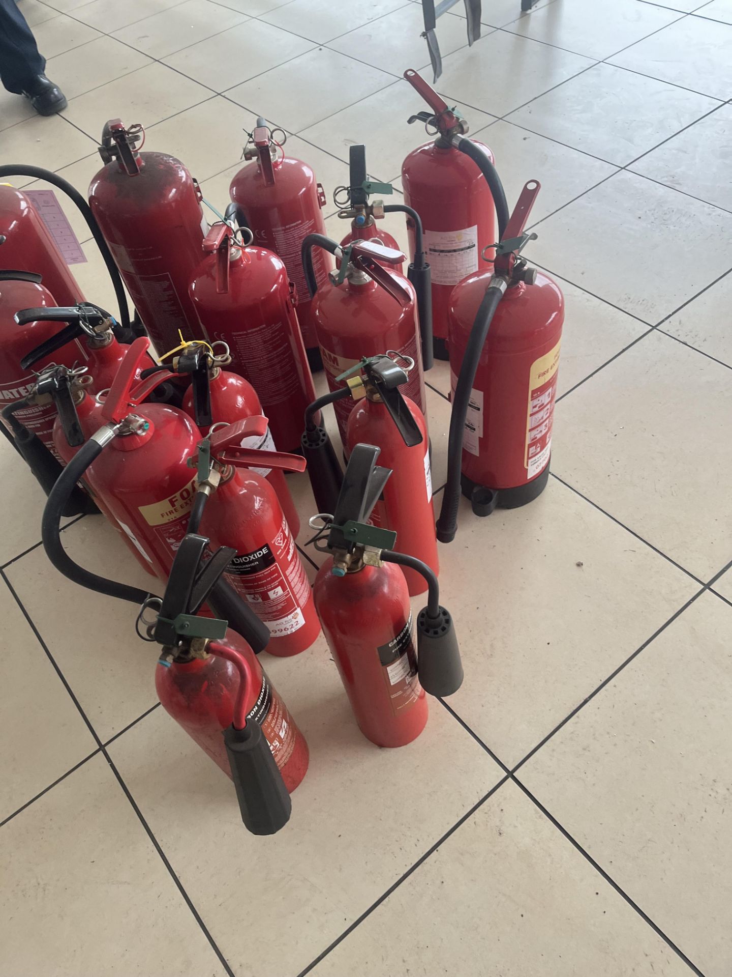 Sixteen assorted fire extinguishers including foam, CO2 and water, - Image 4 of 4