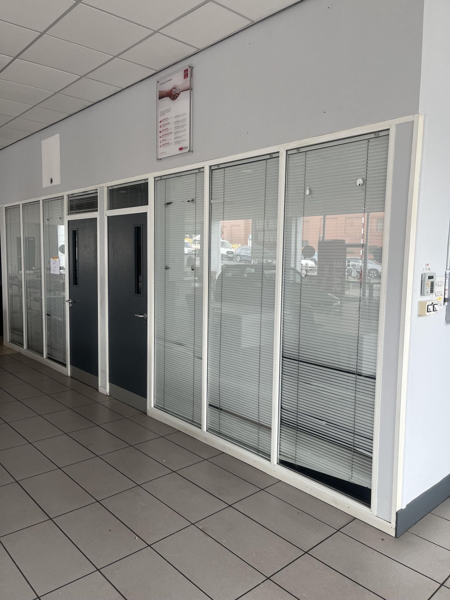 Glass partition section comprising six panels and two doors (Please note the successful bidder is - Image 5 of 5
