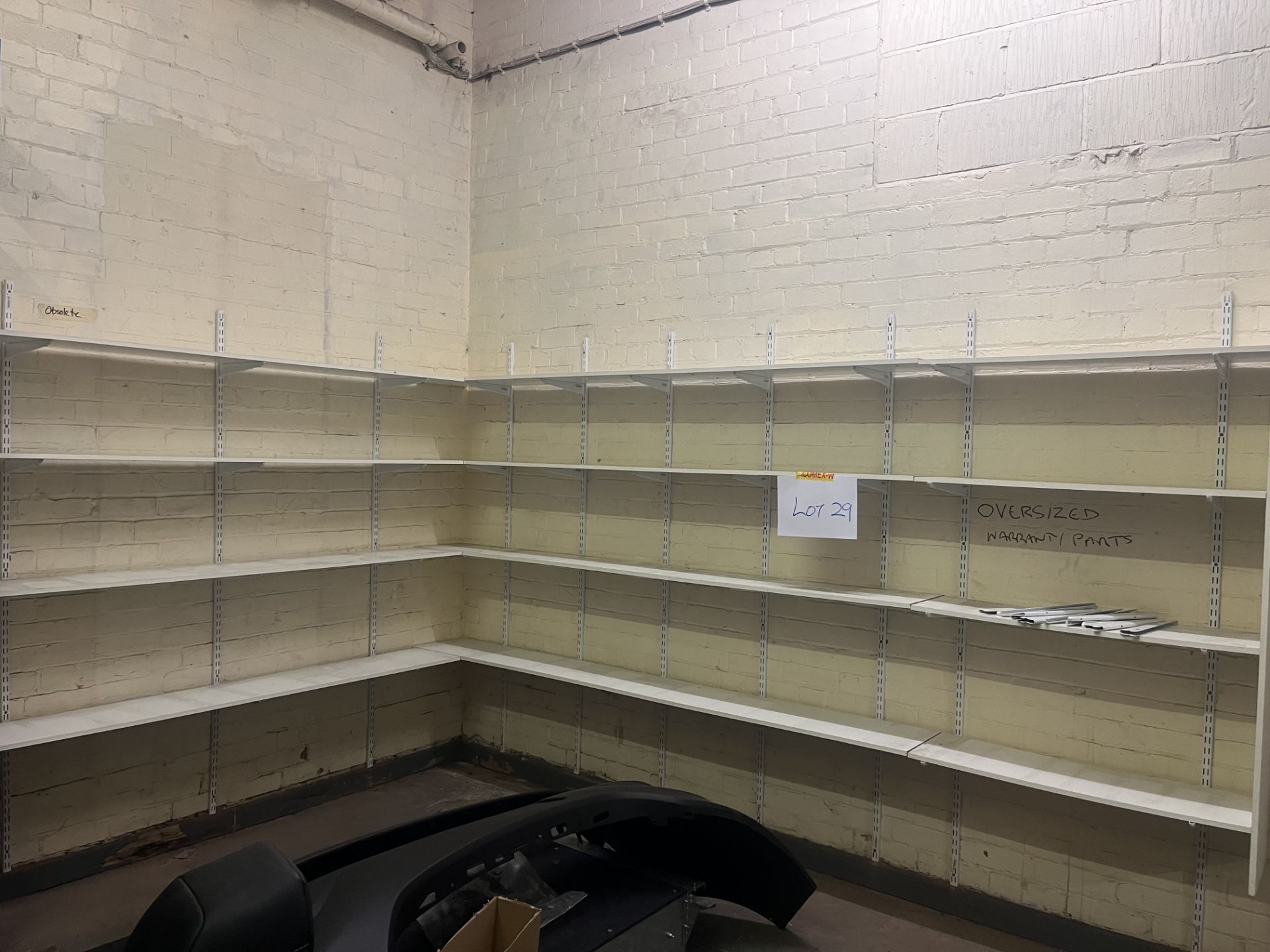 Heavy duty white shelving and spare brackets (to be dismantled)