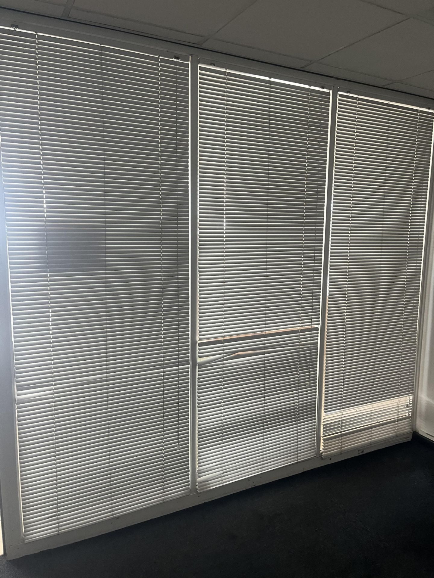 Glass partition section comprising three panels and one door (Please note the successful bidder is - Image 5 of 6