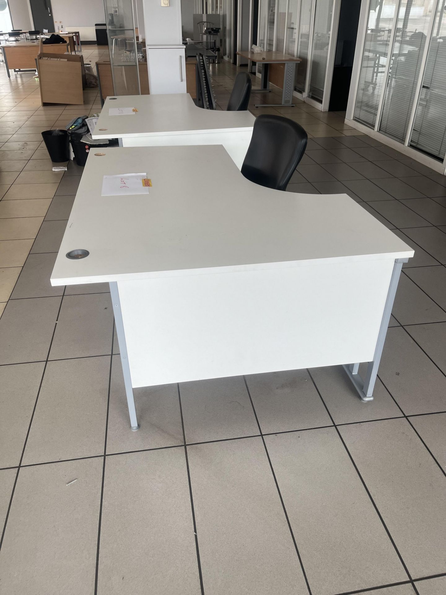 Two white desks and two black office chairs - Image 6 of 6