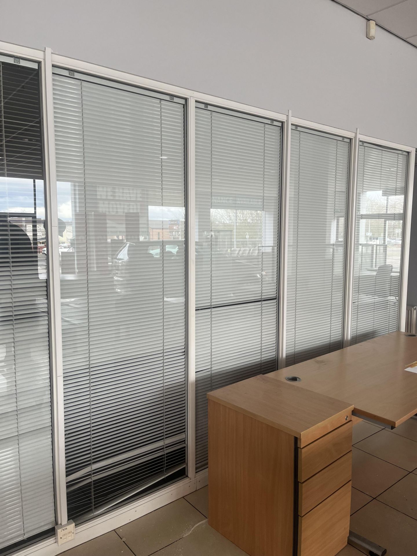 Glass partition section comprising six panels and two doors (Please note the successful bidder is - Image 3 of 5