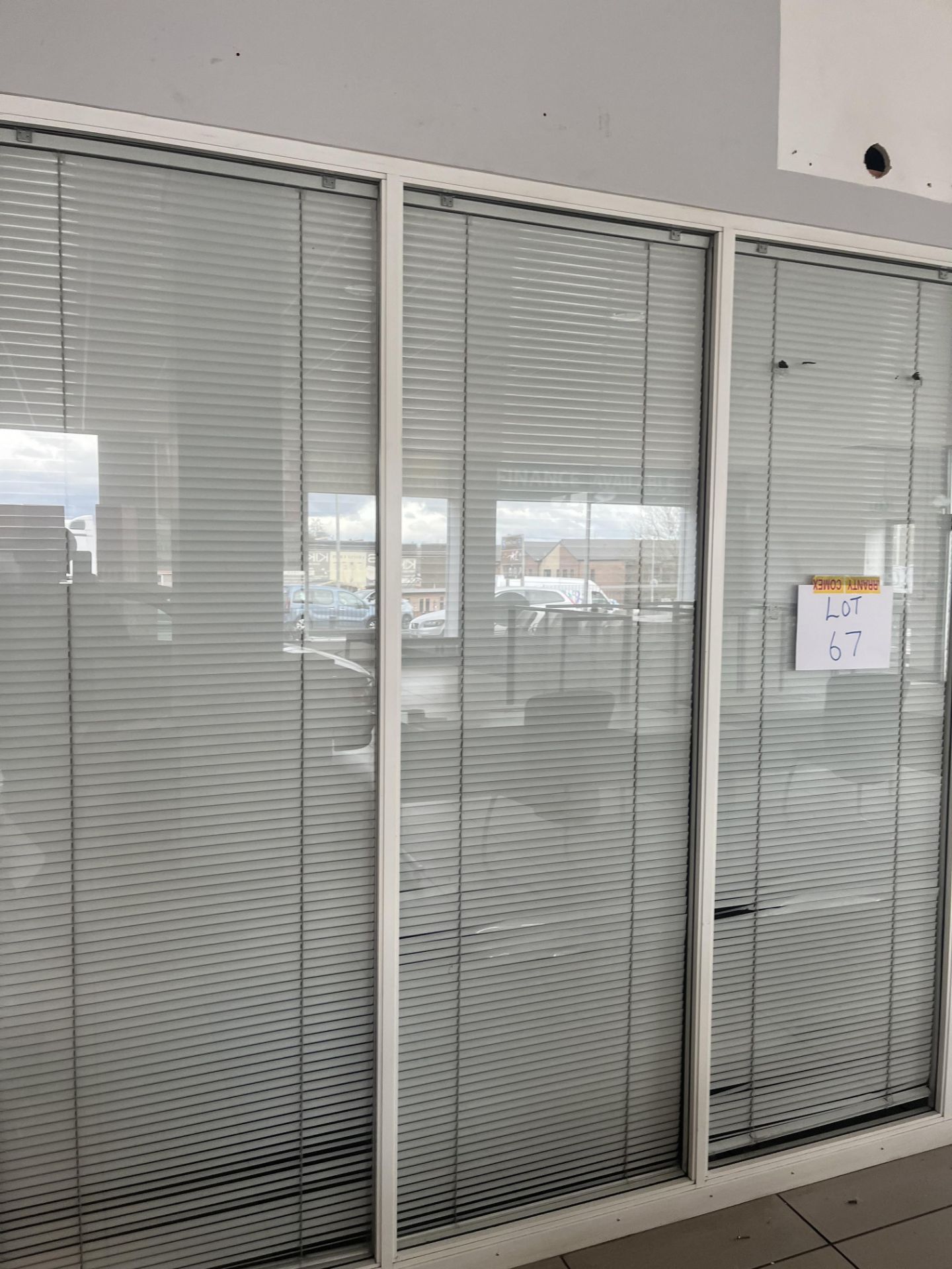 Glass partition section comprising six panels and two doors (Please note the successful bidder is - Image 2 of 5