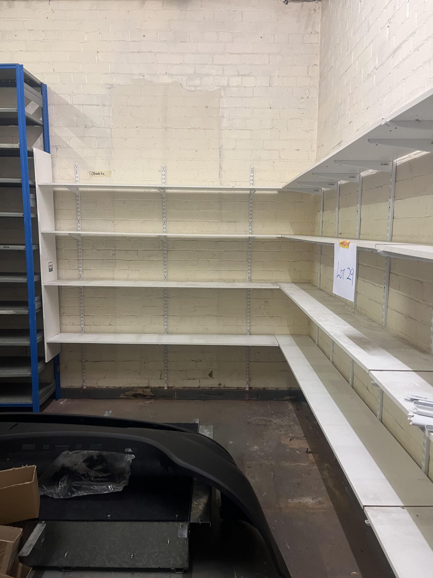Heavy duty white shelving and spare brackets (to be dismantled) - Image 4 of 7