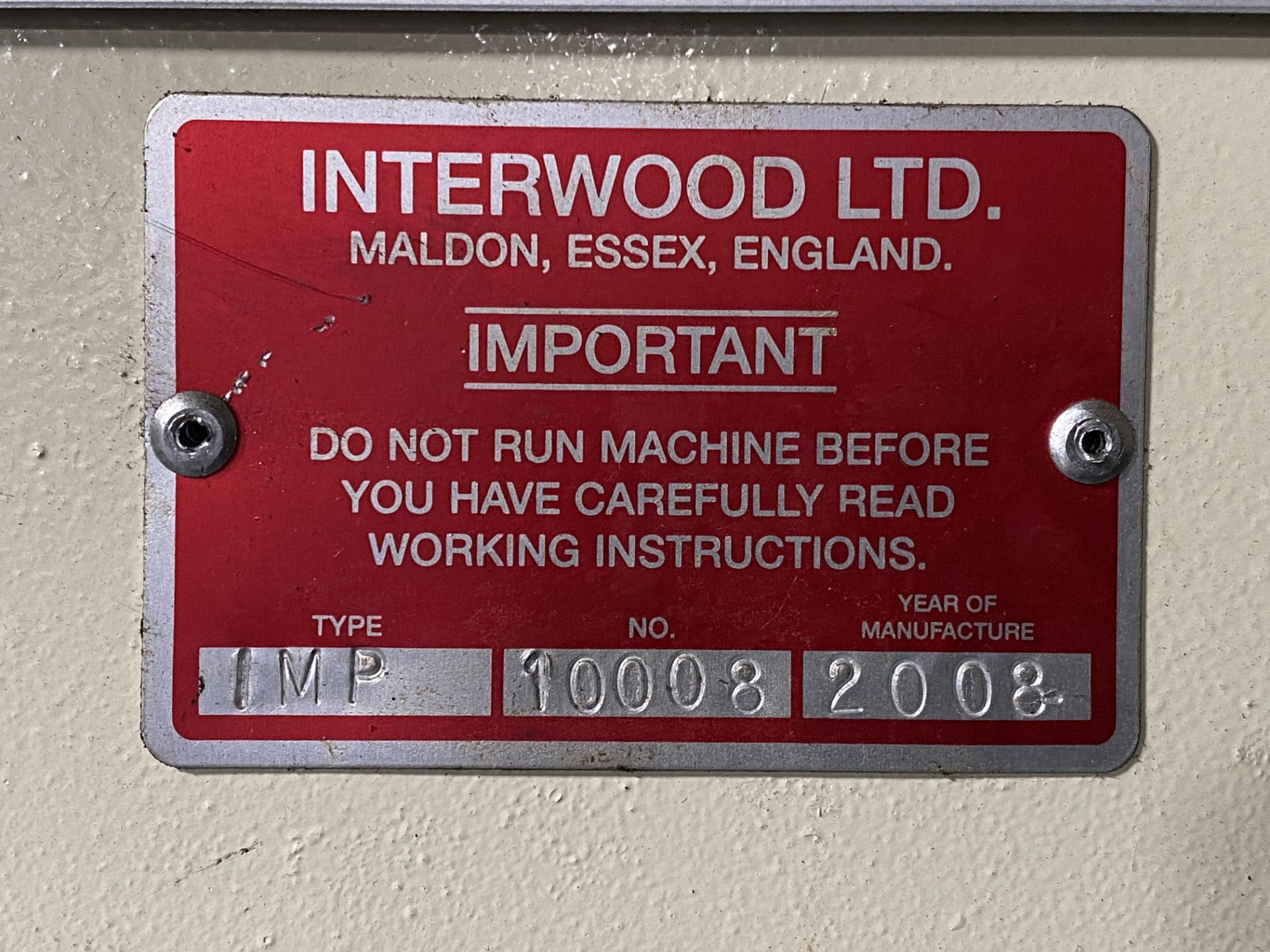 Interwood Type 1MP Press. Overall width of machine 307cm, depth 153cm, height 200cm - Serial no. - Image 4 of 12
