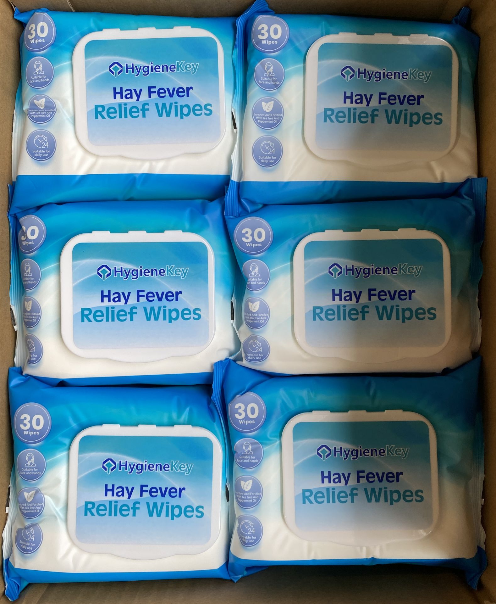 3600 x packs of Hygiene Key Hay Fever Relief Wipes (30 x wipes per pack - expiry date: 30/05/24) - - Image 2 of 8