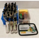A Weldtite bike maintenance cleaning kit and approximately 24 x bottles of Bike Protector (saleroom