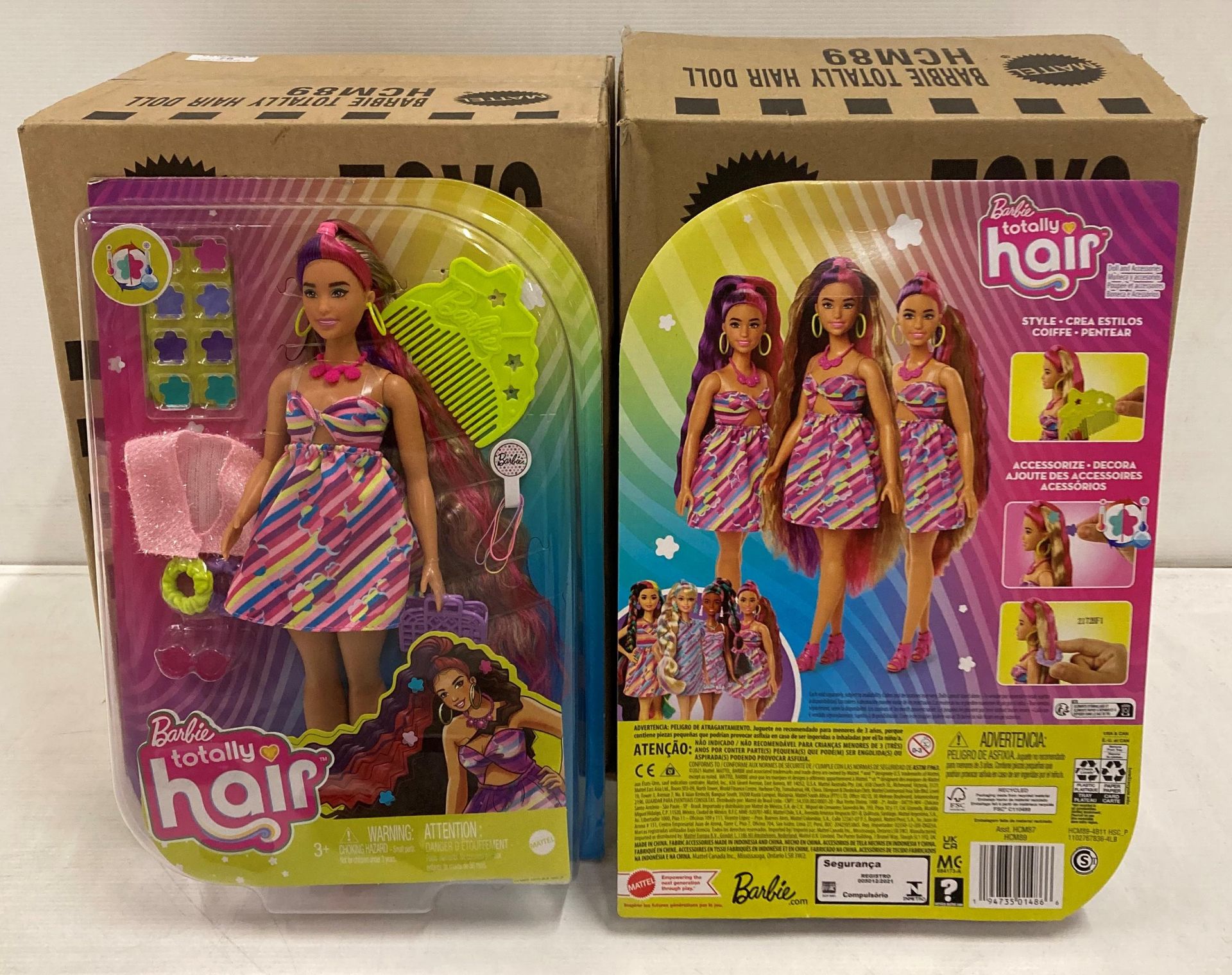 8 x Barbie Totally Hair doll and accessories (2 x outer boxes) (saleroom location: M06)