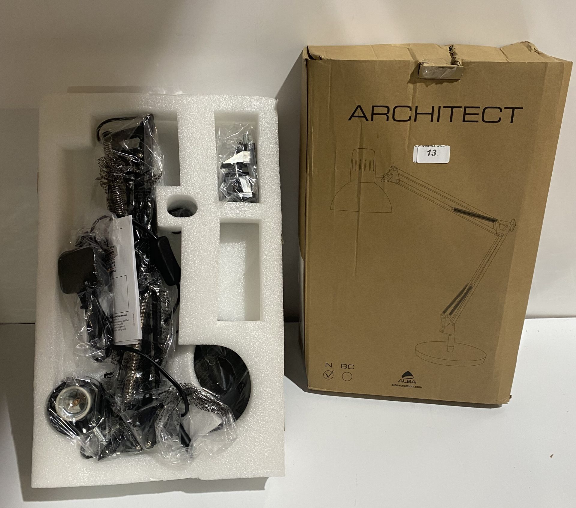 1 x new boxed Alba architect double arm metal black desk lamp (saleroom location: H12)