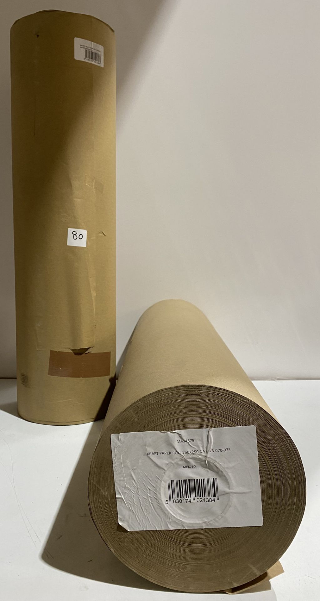 2 x rolls brown kraft paper 750mmx250mm MA14575 (saleroom location: G08)